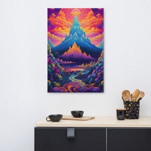 Mountain Canvas art trippy psychedelic modern wall art