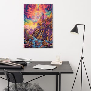 Mountain castle Canvas art trippy psychedelic modern wall art