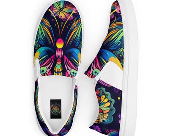 Frauen psychedelische künstlerische bunte Slip auf Schuhe vibrierende Schmetterling