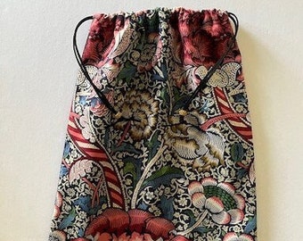 Sac à chaussures en tissu William Morris 12 x 15 mm avec doublure pour lingerie, cadeau de voyage, rangement pour projet, travaux d'aiguille