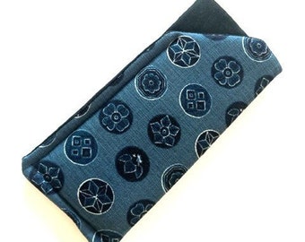 Japanese Indigo Eyeglass Case Reading/Sunglasses Padded Fabric Large Size      MOONGLOW