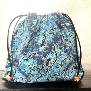 Japanese Fabric Bag Jewelry Gift Travel Cosmetic Coin Money Bag     KOI POND