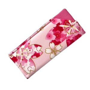 Japanese Fabric Eyeglass Case Reading/Sunglasses Padded Fabric Large Size      IN THE PINK