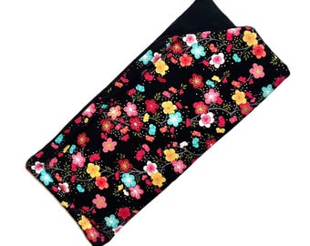 Estuche para gafas con estampado floral japonés: Estuche grande acolchado de algodón para gafas de lectura o de sol.