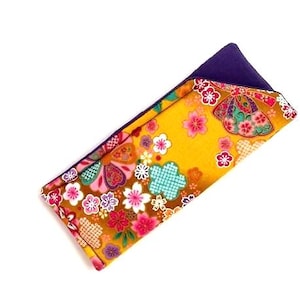 Japanese Fabric Glasses Case Reading/Sunglasses Padded Fabric    HELLO YELLOW
