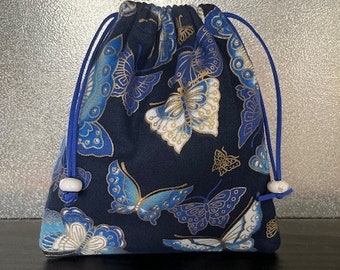 Japanese Fabric Bag Gift Jewelry Travel Cosmetic Money Coin Dice Bag   BASHFUL BLUE