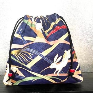 Japanese Fabric Bag Jewelry Gift Cosmetic Coin Trinket Pouch    STREAMING BUNNIES