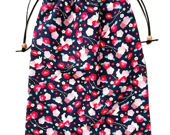 Bolsa japonesa para zapatos de conejito de 12 x 15 pulgadas, forrada, para viajes, lencería, regalo, almacenamiento de zapatos de baile, AMISTAD
