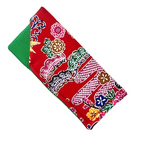 Okinawa Bingata  Eyeglass Case Reading/Sunglasses Padded Fabric  RED MOMENTS