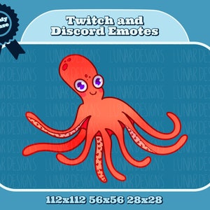 Cute Orange Octopus Emote - Twitch Discord Youtuber Emote / Badge for Streaming