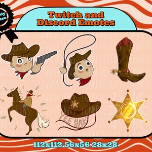 6 Cute Cowboy Western Twitch Discord Youtuber Emotes for Streaming
