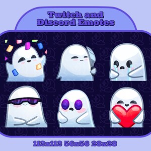 6 Cute Ghost Spooky Witchy Twitch Emotes - Twitch Discord Vtuber Youtuber Emotes for Streaming