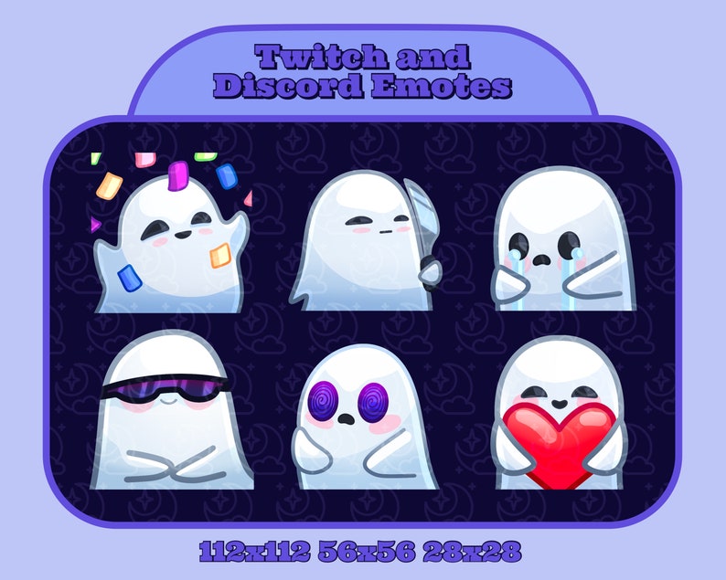 6 Cute Ghost Twitch Emotes Twitch Discord Vtuber Youtuber Etsy