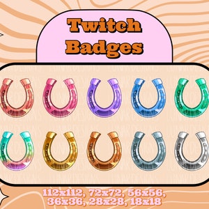 10 Horse shoe Badges - Western, Cowboy Sub Badges for Twitch (and Discord) | Subscriber and Bit Badges / Emotes