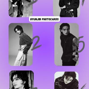Ensemble de cartes photo SKZ Hyunjin Stray Kids, images biaisées, photos k pop noir et blanc