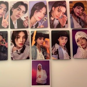 K pop Stray Kids 樂 Rock Star Photocard hyunjin set PC/ Double Sided Hand/ exclusive unofficial. Lalalala afbeelding 1