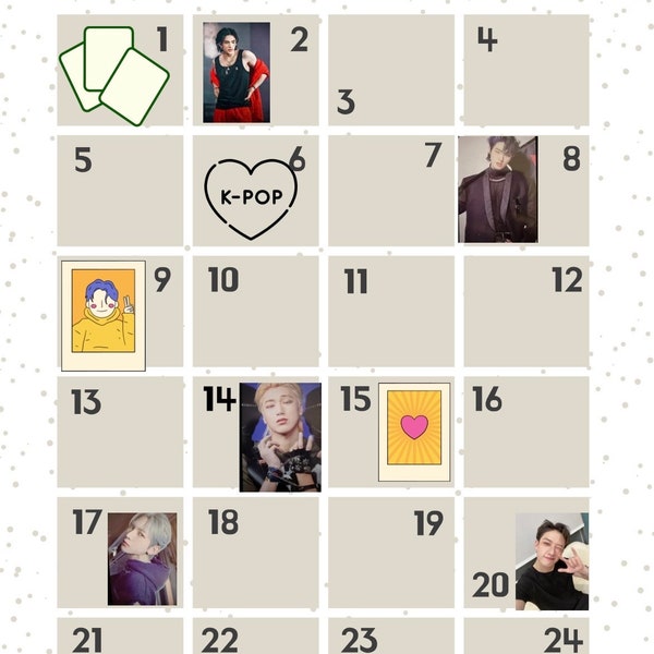 Kpop unofficial photocard advent calendar/gift or birthday countdown | stray kids | Ateez | enhype | Christmas | gift for friends active