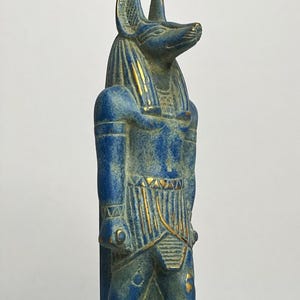 Hand Carved Stone Anubis Statue: Egyptian God Decor