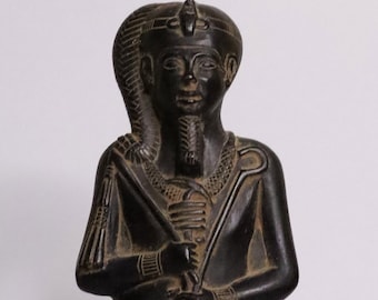 Ägyptische Statue Khonsu Gott des Mondes Schwarz Pharaonisch Handgemachter Ägypten Stein