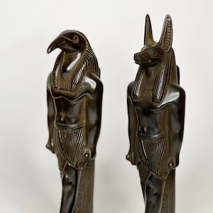 2 Egyptian Statue Anubis and Thoth Antique Ancient Egypt Gods Pharaoh Handmade Stone