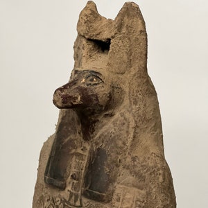 Rare Egyptian Anubis Ushabti Statue, Handcrafted Stone Unique Mythology Decor