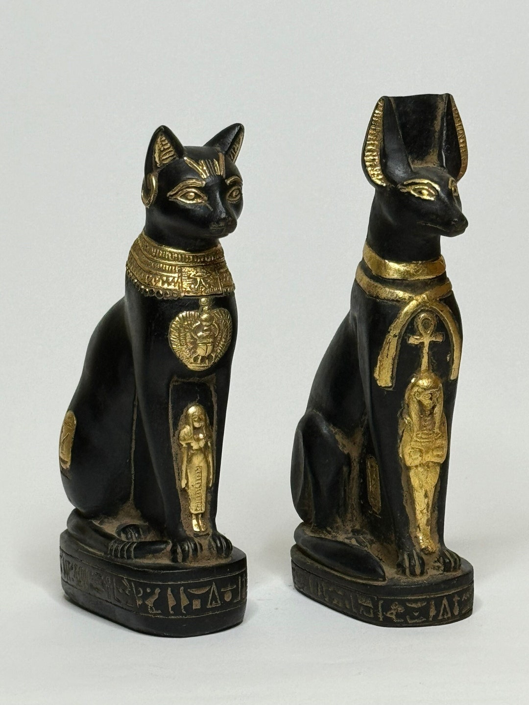 Grande statue noire Bastet I Sculpture unique de chat déesse