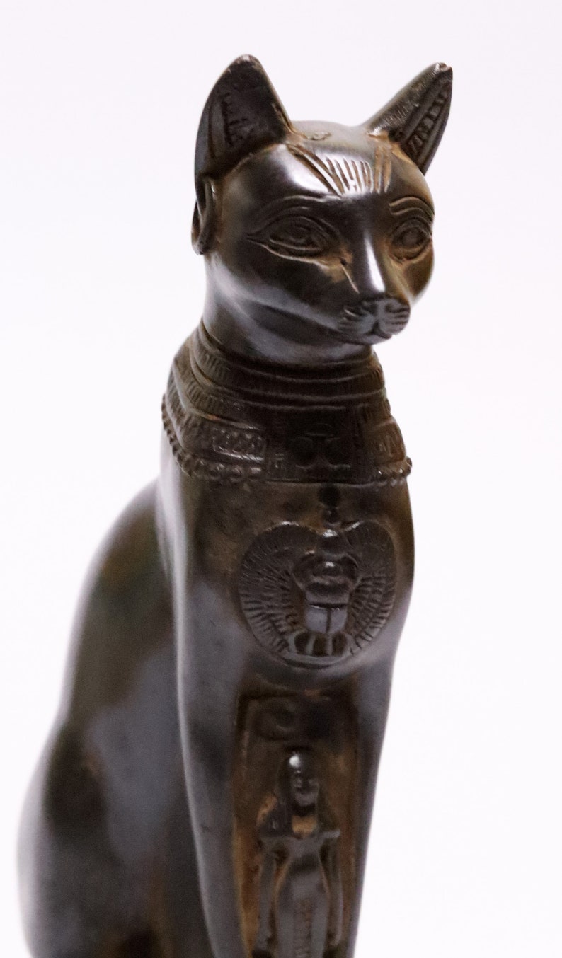 Egyptian Black Cat Bastet Goddess Pharaonic Statue Antique Ancient