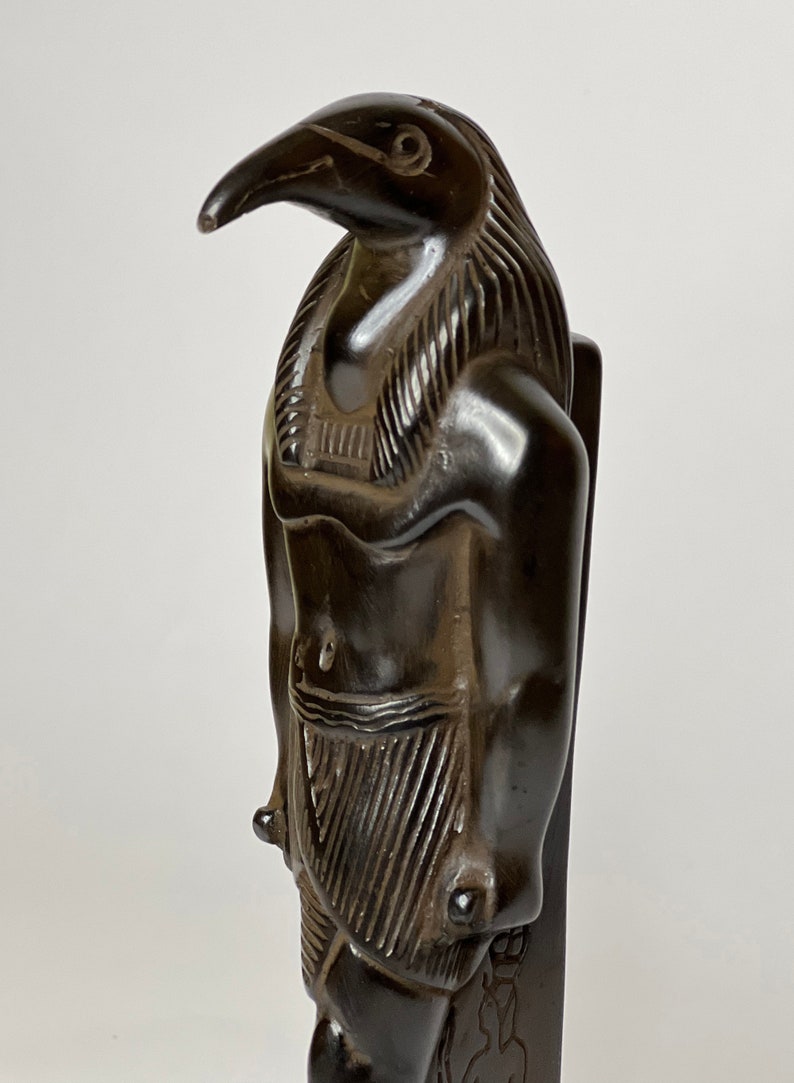 2 Egyptian Statue Anubis and Thoth, Ancient Egypt Gods Pharaoh Handmade Stone image 3
