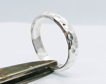 Sterling Silber Ring für Männer, Frauen - Gehämmert oder Glatt - Benutzerdefinierte Gravur - Sterling Silber Herrenring - Silber-Band