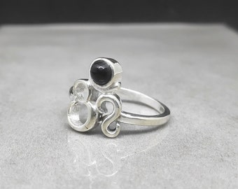 Black Onyx Om Ring, 925 Sterling Silver, Om Ring, Protection Ring, Handmade Ring, Spiritual Ring, Meditation Ring, Gift For Women