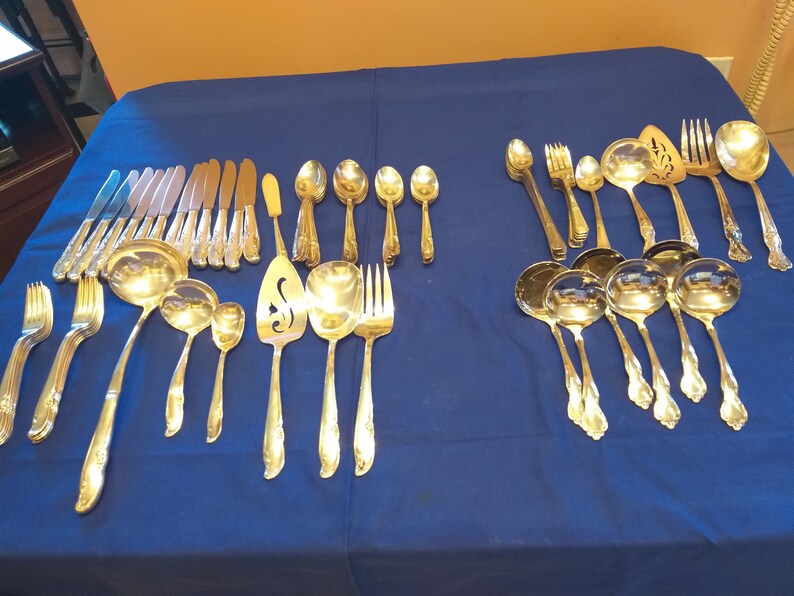 80pc WMA Rogers MFG CO Extra Plate Siver Flatware 2 Designs Now Reduced