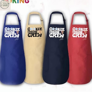 Custom Cookie Making Crew Aprons, Christmas The Cookie Crew Apron, Christmas Apron, Personalized Gift, Cookie Apron, Cookie Gift, Xmas Apron