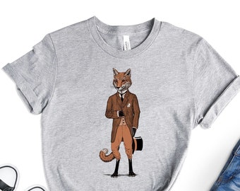 Fox T-Shirt, Combed Cotton, Dapper Fox Design