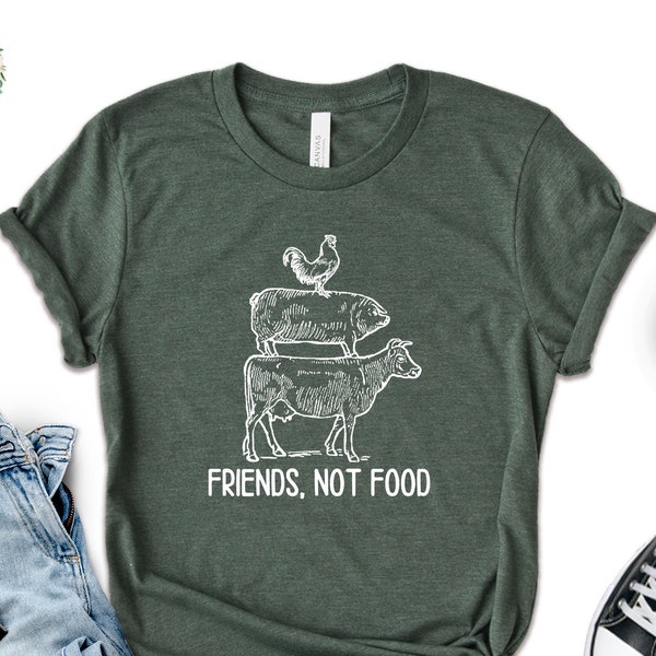 Friends Not Food Shirt, Vegan Tshirt, Gift for Vegan, Vegan Lady Shirt, Vegetarian Tee, Animal Lover Tshirt, Gardener Tshirt, Friends Tshirt