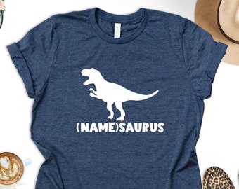 Personalized T-rex Saurus Shirt, Custom Dinosaur Birthday Gift