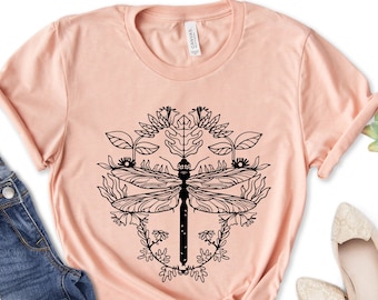 Dragonfly T-shirt, Insect Lover Tee, Nature Graphic Tee