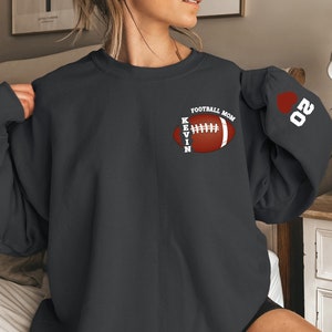Custom Football Sweatshirt, Football Mom Sweatshirt, Sports Mom Hoodie, Custom Football Mom Sweatshirt with Kid Name,Football Season Sweater