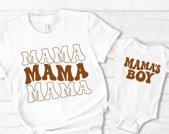 Mama Mama's Boy Matching Shirts, Mamas Boy Mom and Son Shirts, Retro Mother and Son Shirts, Mamas Boy New Baby Gift, Cute Baby Shower Gift