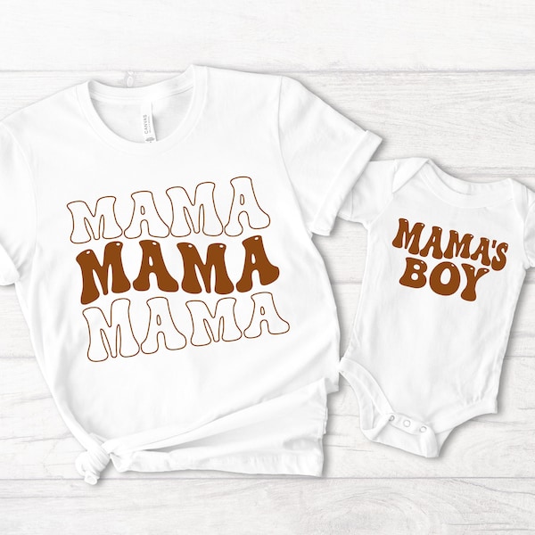 Mama Mama's Boy Matching Shirts, Mamas Boy Mom and Son Shirts, Retro Mother and Son Shirts, Mamas Boy New Baby Gift, Cute Baby Shower Gift