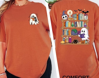Comfort Colors Ghost Book Reader T-Shirt – Spooky Halloween Tee