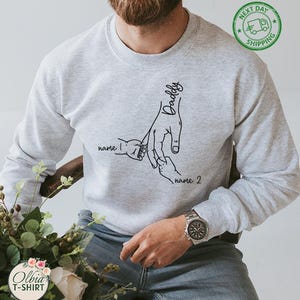 Personalized Fist Bump Dad Sweatshirt, Custom Kids Name Gift for Dad or Papa