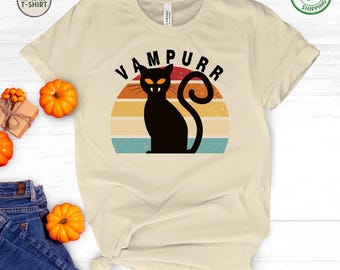 Vampurr Cat Graphic Tee – Funny Halloween Shirt, Gothic Gift
