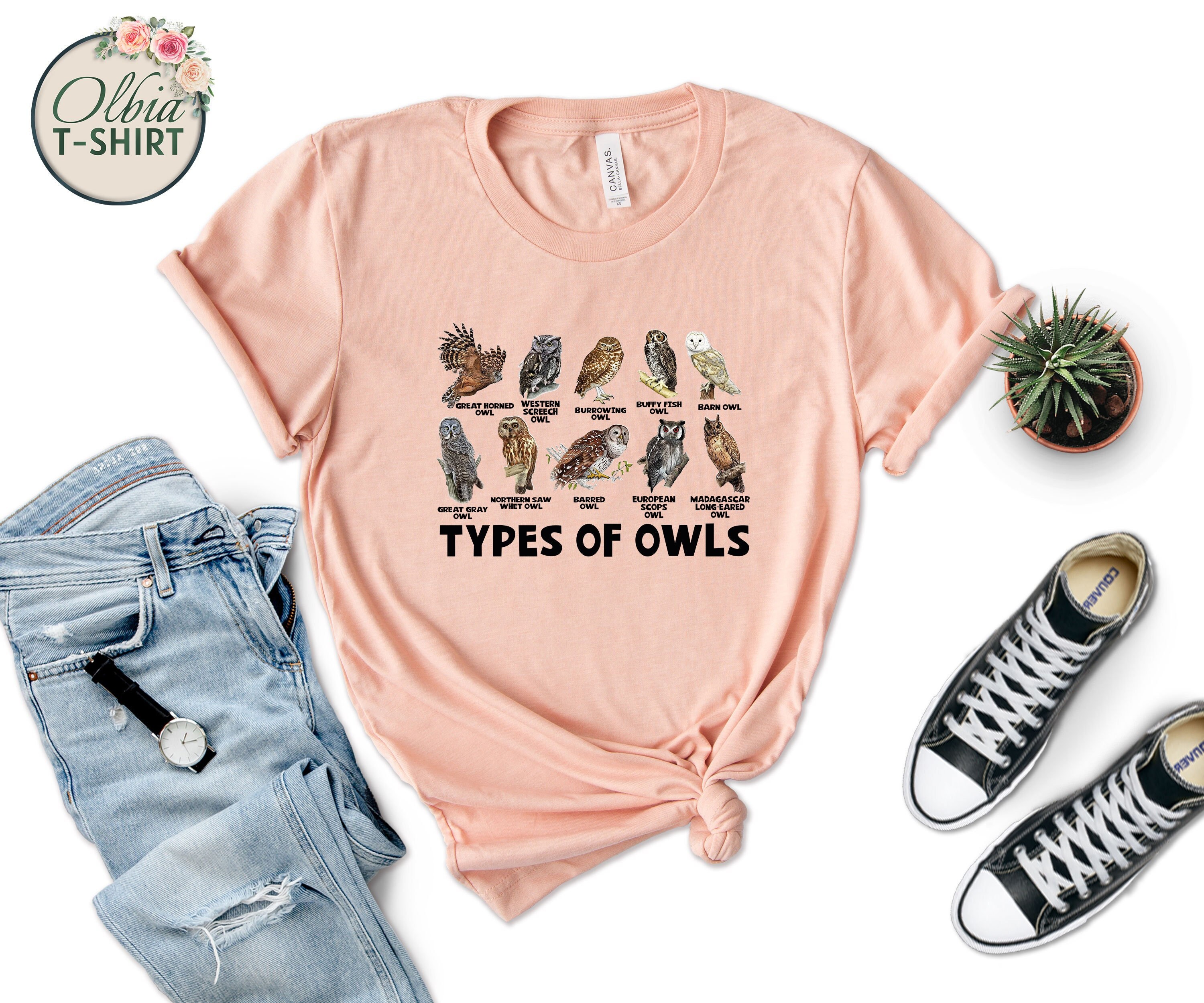 Types of Owls T-Shirt, Bird Lover Gift