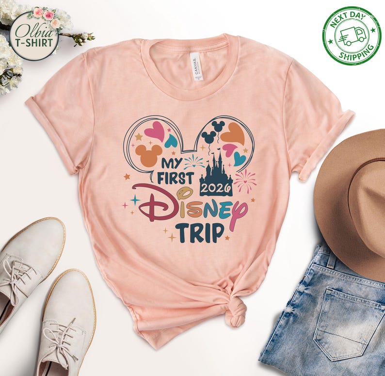 Camiseta "Mi primer viaje a Disney 2026", camiseta de vacaciones en Disneyland imagen 5
