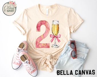 21st Birthday Shirt for Her – Funny 21st Birthday Outfit, Cute Drinking Shirt, Custom Birthday Girl Tee, Trendy Party Shirt, Gift for Her