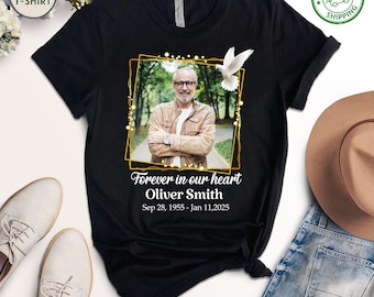 Custom Memorial Photo T-Shirt – In Loving Memory, Personalized Tribute