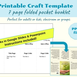 Printable Craft Template for Pocket Booklet - Kids or Adults - Digital Product