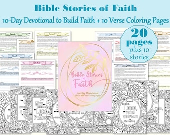 Historias bíblicas de fe: devocional de 10 días sobre la fe y páginas para colorear. Descarga digital