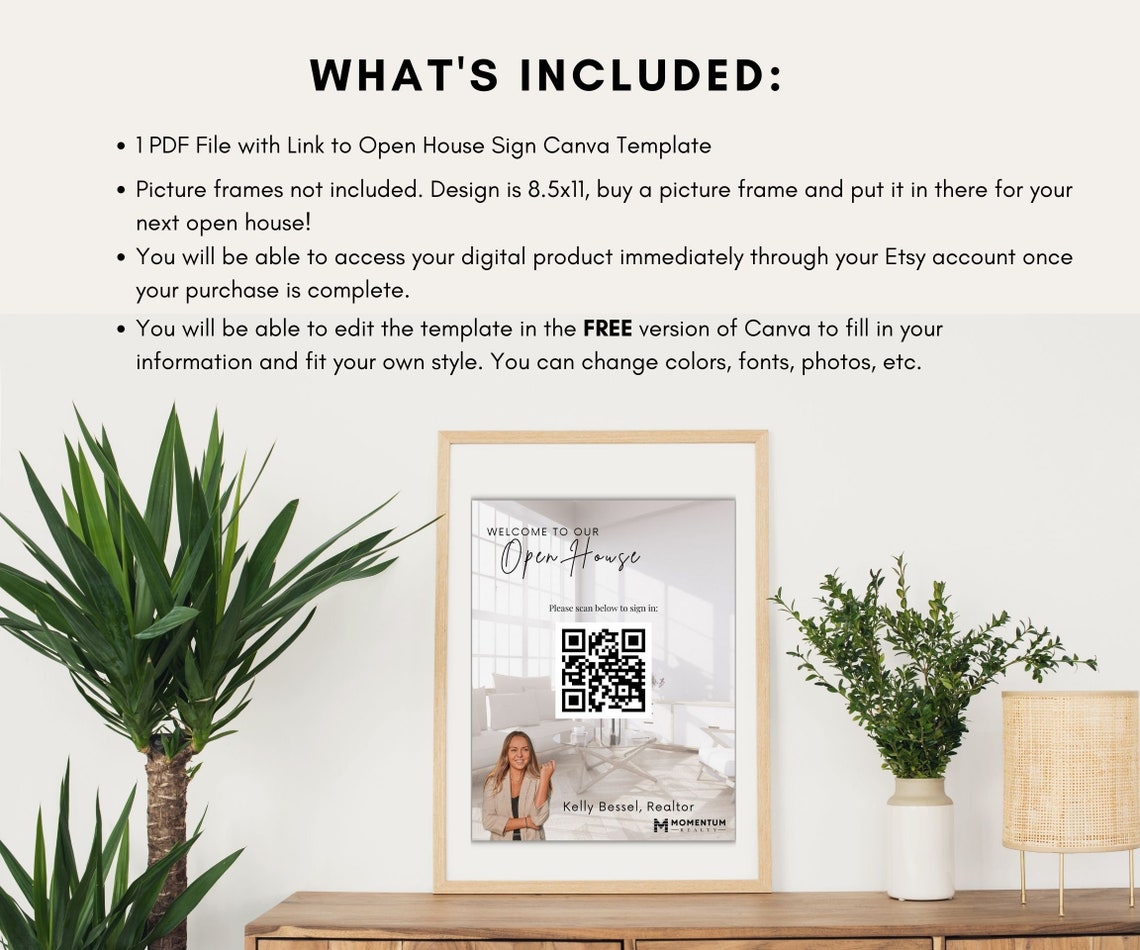 Open House Sign QR Code Real Estate Etsy