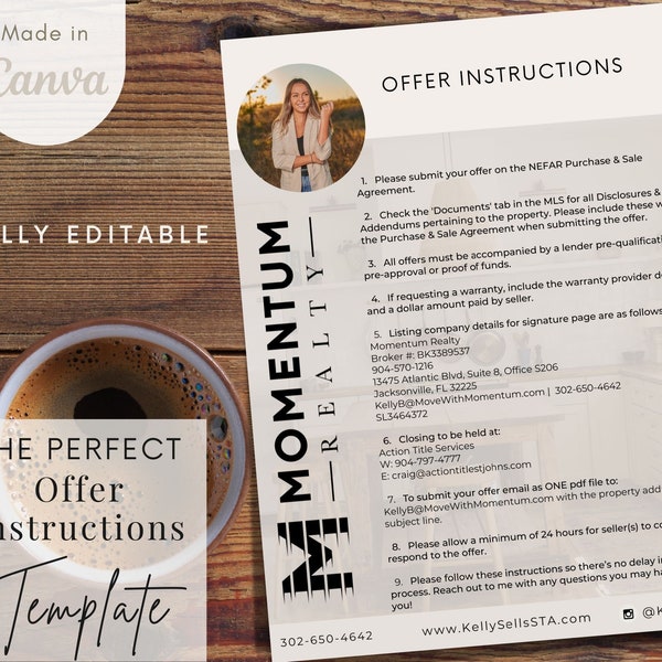 Offer Instructions Template | Real Estate Agent Template | Canva Template